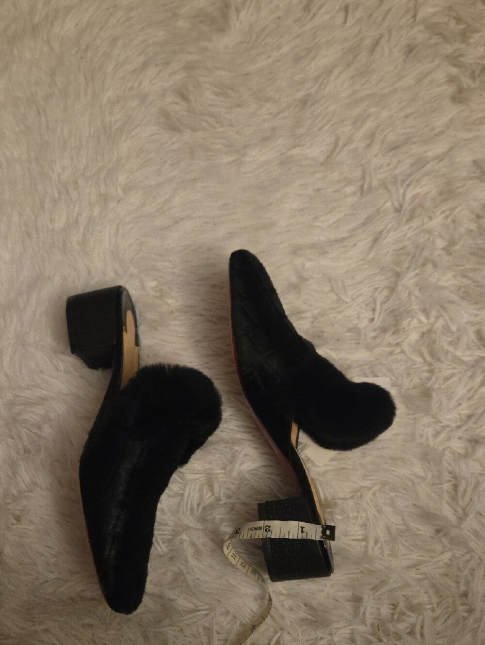 Black Fur Slide Mules - Women - Picture 4 of 7